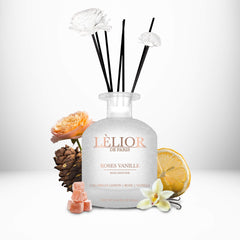 Roses Vanille Reed Diffuser with notes | 250mL | Lèlior de Paris