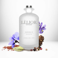 Santal 33 Fragrance Oil - Front Bottle View with notes | 500mL | Lèlior de Paris