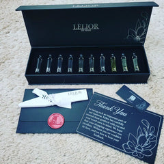 close box of home fragrance samples | Lèlior