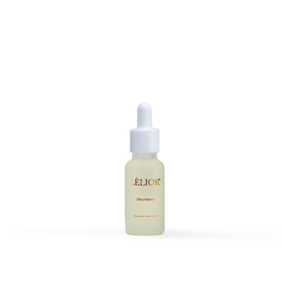 Luxury Candle fragrance oil 20ml glass clear frost bottle Ultra Violet. white backround.