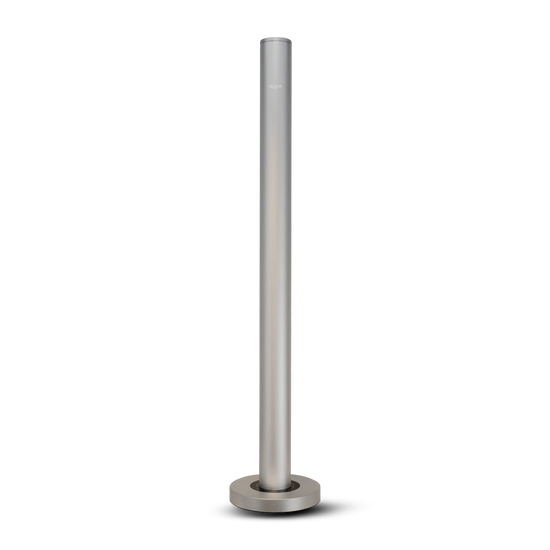 A sleek, modern silver cold air diffuser with a cylindrical shape and a flat base.